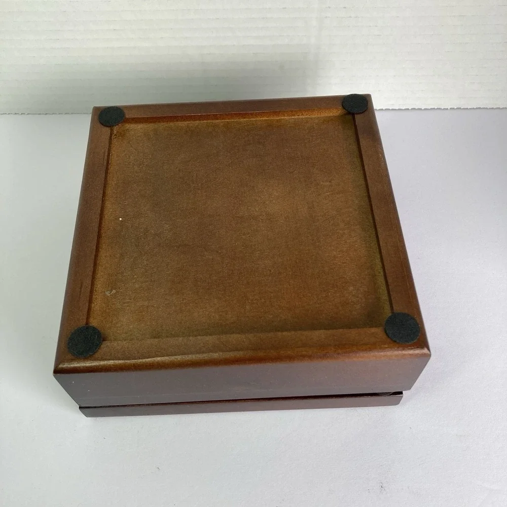 Keepsake Trinket Mahogany Wooden‎ Hinged Box Tile Top